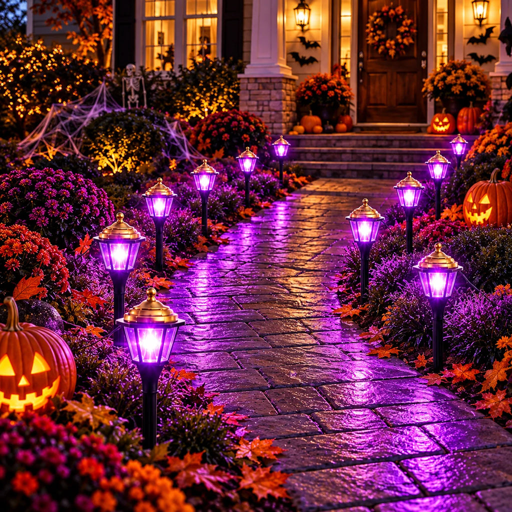 12 Pack Mini Solar Christmas Pathway Lights Outdoor Garden Lantern Stakes LED Waterproof Walkway Yard Decoration Holiday Lights