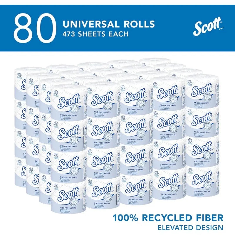 100% Recycled Fiber Bulk Toilet Paper 2-Ply White 80 Rolls Individually Wrapped 473 Sheets Per Roll
