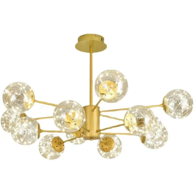 Modern Living Room Glass Ball Chandelier, Ceiling, Dining Room Led Light, Room Decoration, Indoor Lighting, Hanging Chandelier