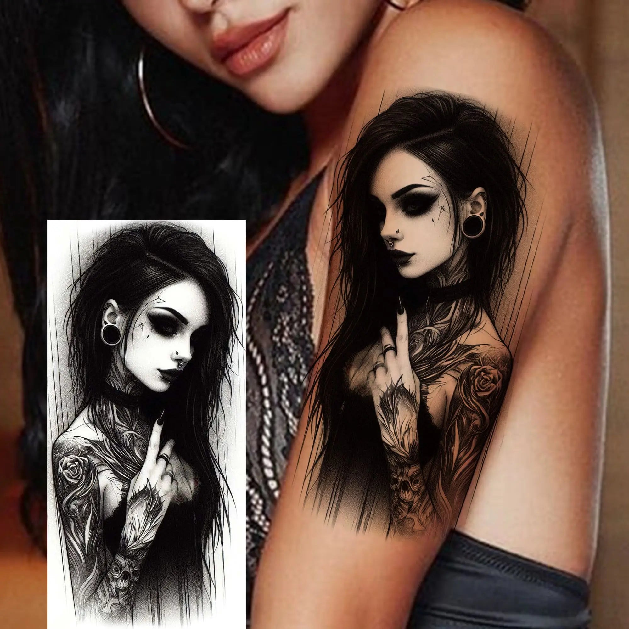 1 Sheet Joker Bad Guy Gangster Temporary Tattoos For Men Women Realistic Fake Tattoos Waterproof Long Lasting Arm Tatoo Stickers