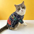 Cool Stylish Dog Tattoo Jumpsuit Flower Print 4?Legged Bodysuit Stretch Comfort Pet Clothes Full Body Cover Outfit For Dogs