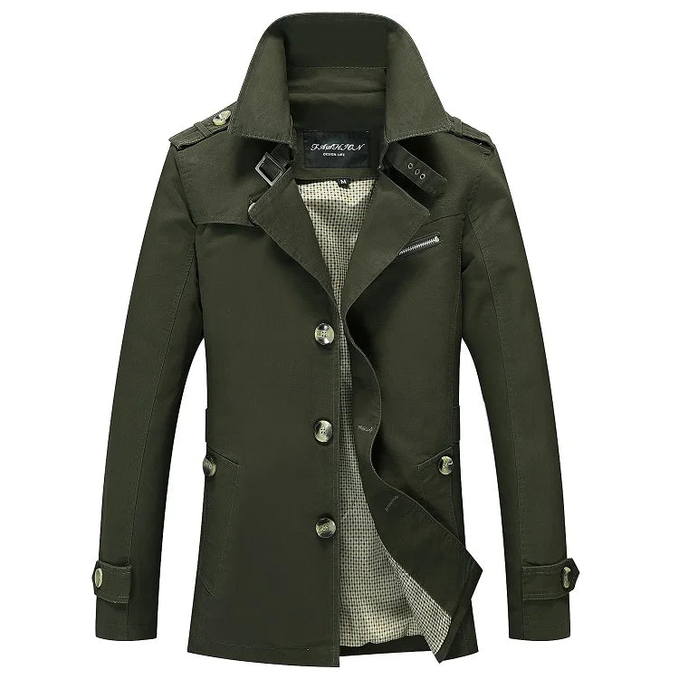 Fashion Men Trench Jackets Brand Casual Business Trench Coat Mens Leisure Overcoat Male Single Breasted Windbreakers Plus Size