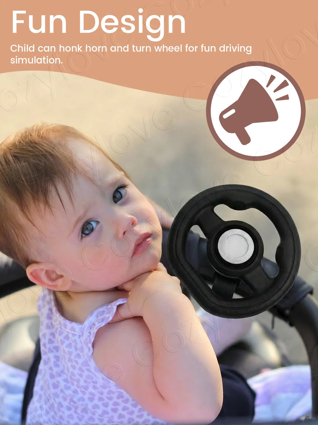Stroller Steering Wheel Attachment | Stable Handlebars for Baby Strollers, Easy Grip for Toddlers