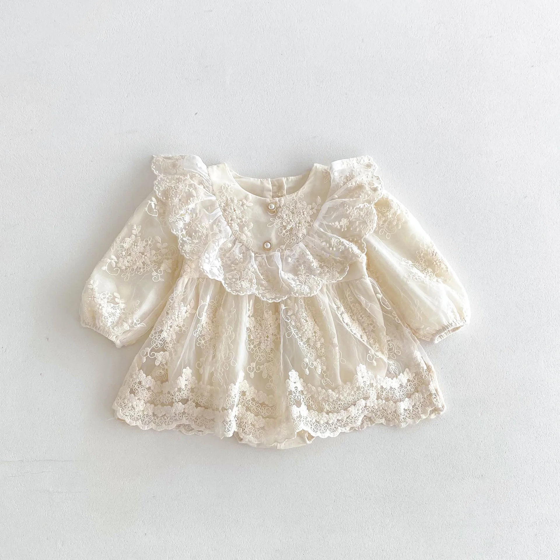 2026 Spring Summer Baby Girls Bodysuit Toddler Girl Princess Dress Infant Lace Embroiery Onesies Newborn Girls Clothing