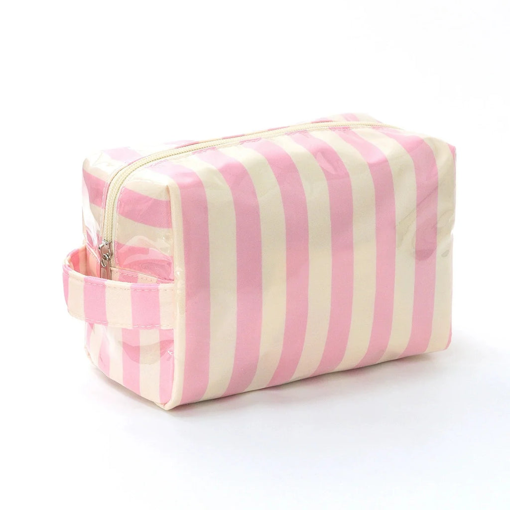 Striped Toiletry Bag Women's Travel Cosmetic Storage Bag Portable Casual Makeup Organizer for Business Trip