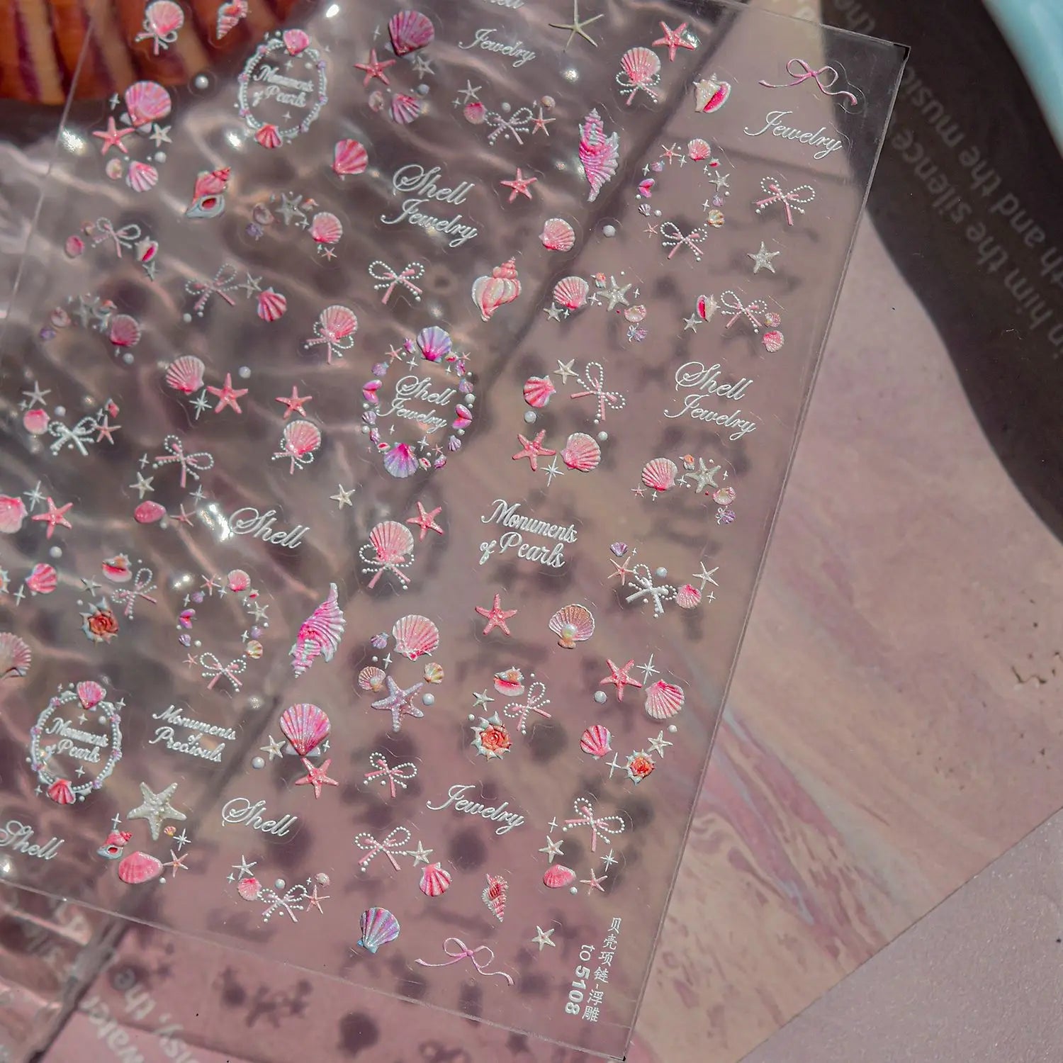 Shell Light Starfish Shell Nail Stickers Cute Starfish Decorative Stickers For Nails DIY 3D Self Adhesive Summer Manicure Decals