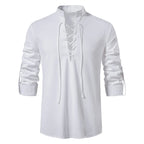 New Men's Casual Blouse Cotton Linen Shirt Tops Long Sleeve Tee Shirt Spring Autumn Slanted Placket Vintage Yoga Shirts