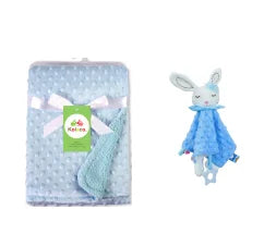 Personalized Newborn Baby Blanket with Name Custom Dot Minky Stroller Swaddle Set Security Towel Baby Shower Gift for Infant Boy