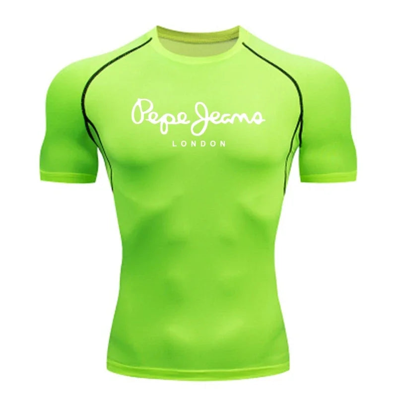 Sports T-shirt Men's Quick Drying Short Sleeved Sports T-shirt Top Gym Fitness Tight Fitting Shirt Training Running T-shirt Men