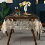 Clear Plastic Waterproof Tablecloth,Vinyl PVC Rectangle Table Cloth Oilproof Lace Table Cover for Dining Table Outdoor Decor