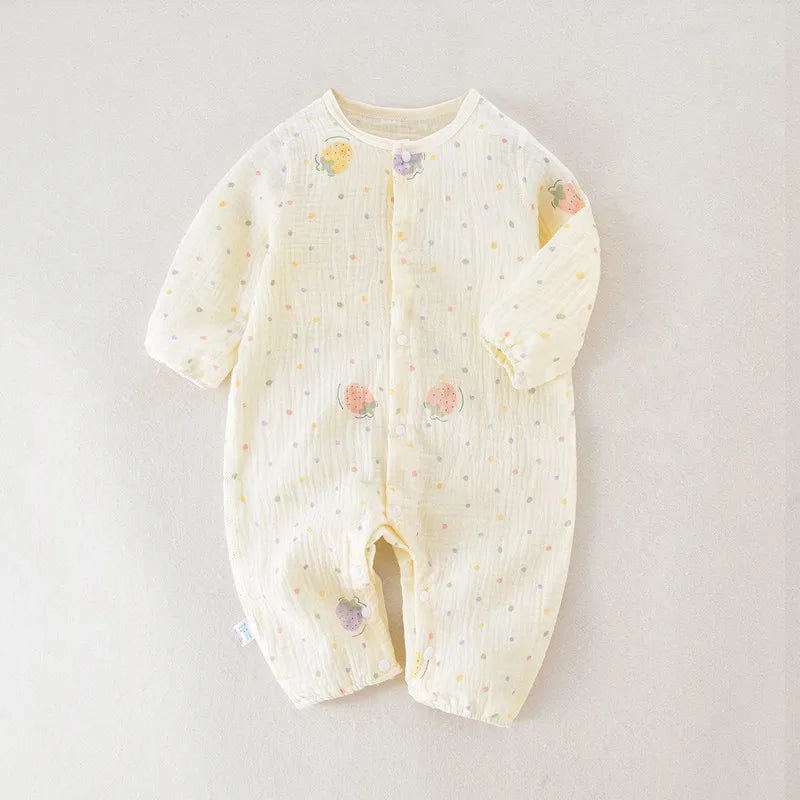 Baby Boys Girls Clothes Newborn Jumpsuit Muslin Cotton Long Sleeve Romper Infant Autumn Spring Clothes 0-2T