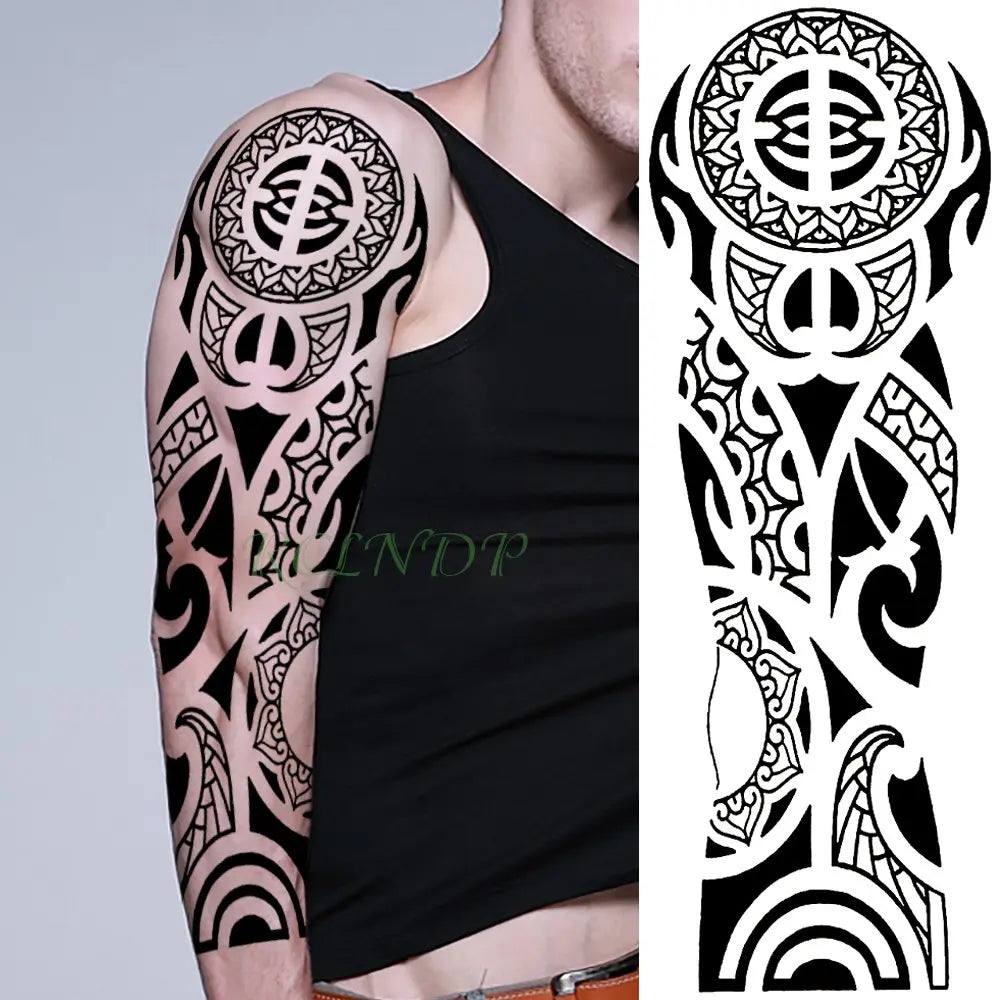 Waterproof Temporary Tattoo Sticker totem geometric full arm large size sleeve tatoo fake tatto flash tattoos for men women