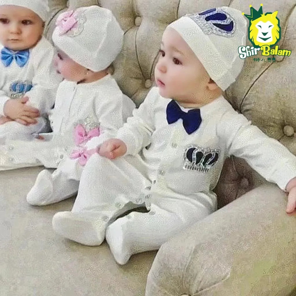 Baby Girl Coming Home Outfits Set Personalized Name Jewelry Crown Clothing Vintage Croche Infant Care Products Body Suit Pajamas