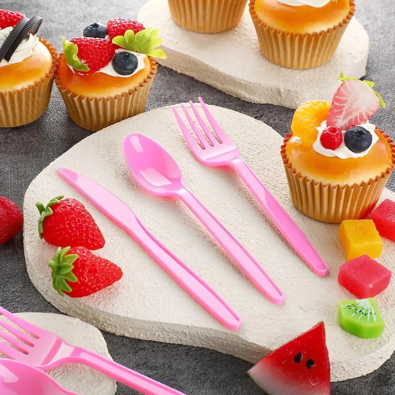 30 Pieces Graduation Light Pink Plastic Silverware Heavy Duty Plastic Cutlery Set Heavyweight Disposable Flatware Includes Spoons Forks Knifes for Birthday Party Prom Night Wedding Dinner