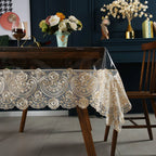 Clear Plastic Waterproof Tablecloth,Vinyl PVC Rectangle Table Cloth Oilproof Lace Table Cover for Dining Table Outdoor Decor