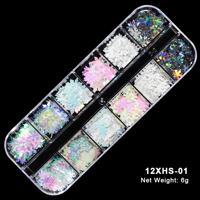 Holographic Sweet Love Heart Nail Art Glitter Sequins Shining Laser Fluorescence Star Butterfly 3D Nails Decorations Accessories