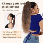 22 Inch Drawstring Ponytail Extension Curly Wave Long Ponytail Hair Extension Synthetic Corn Wavy Drawstring Ponytail Extensions