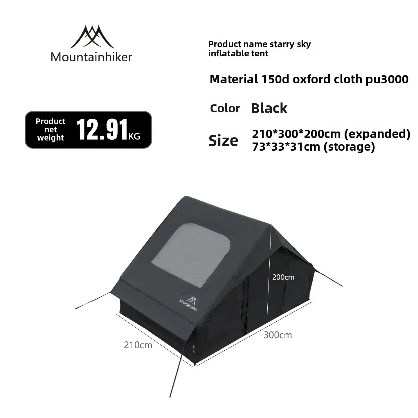 MOUNTAINHIKER Extra Large Inflatable Tent 3-6 Person Family Camping Tent with High-Quality Windproof and Spacious Interior