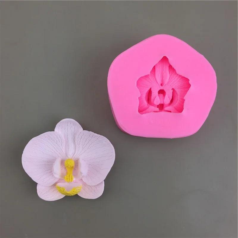 3D Orchid Cake Silicone Mold DIY Flower Fondant Jelly Mold Phalaenopsis Candle Soap Candy Chocolate Cake Decoration Baking Tool