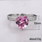 Huitan Luxury Solitaire Women Heart Engagement Rings AAA Pink Cubic Zirconia Proposal Rings For Girlfriend Anniversary Gift