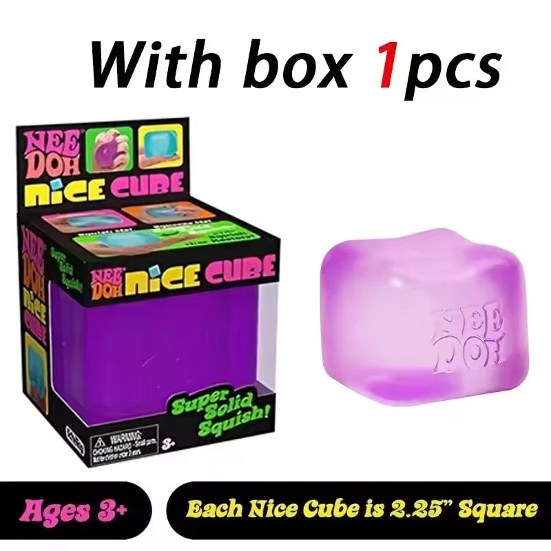 Needoh Teenie Nice Ice Cube Fidget Toys Mini4 Pack Set Slow Rebound Squishy Toys Stress Reliever Fidget for Party Favors Gifts