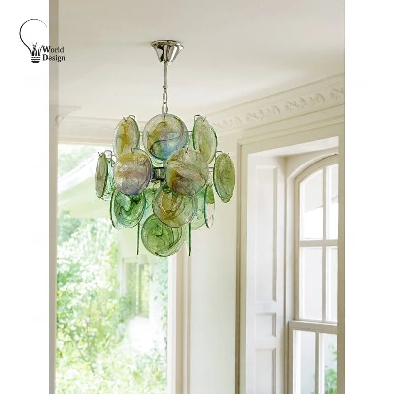 Italy Murano Pink Glass Chandeliers for Dining Living Room Vintage Glass Pendant Lights Chandeliers for Bedroom Kitchen Island
