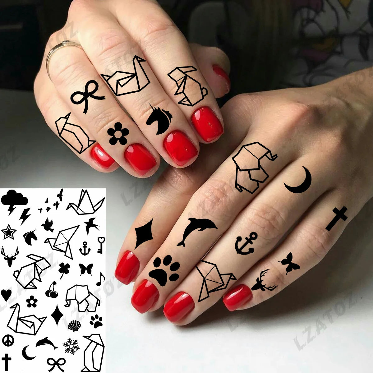 Realistic Eye Flower Temporary Tattoos For Woman Adults Rose Butterfly Tiny Fake Tattoo Sticker 3D Finger Waterproof Tatoos