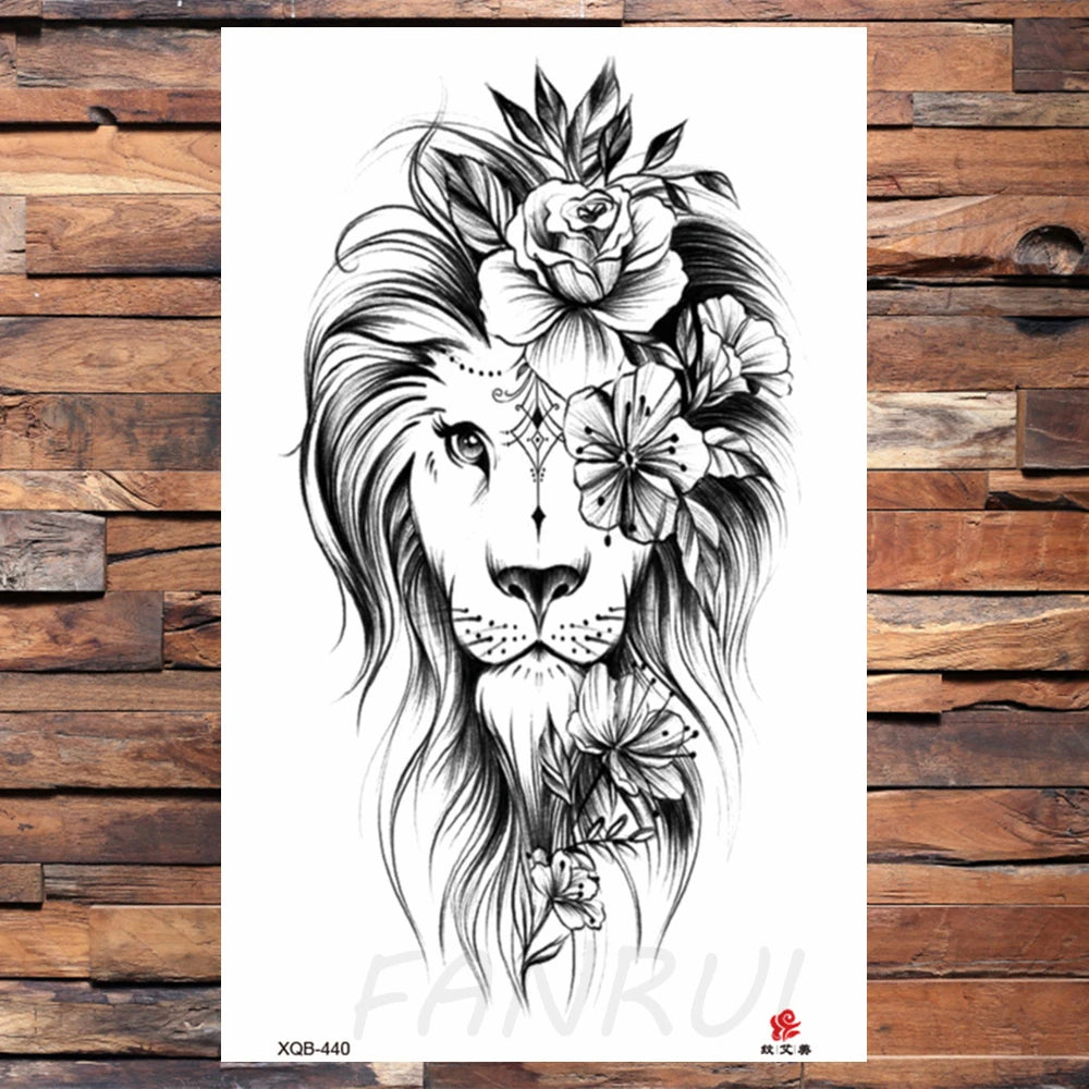 Watercolor Rose Flower Temporary Tattoo For Women Kids Girls Cherry Fake Tattoos Sticker Sexy Lotus Henna Waterproof Tatoo Waist
