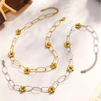Stainless Steel Chain Necklace Bracelet For Women 18k Gold Plated Waterproof Non Tarnish Women's Bracelets Necklaces Jewelry Set