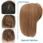 Benehair 14'' Striaght Hair Toppers with Side Bangs for Women Synthetic Hairpieces Adding Hair Volume Topper Clip Hair Extension