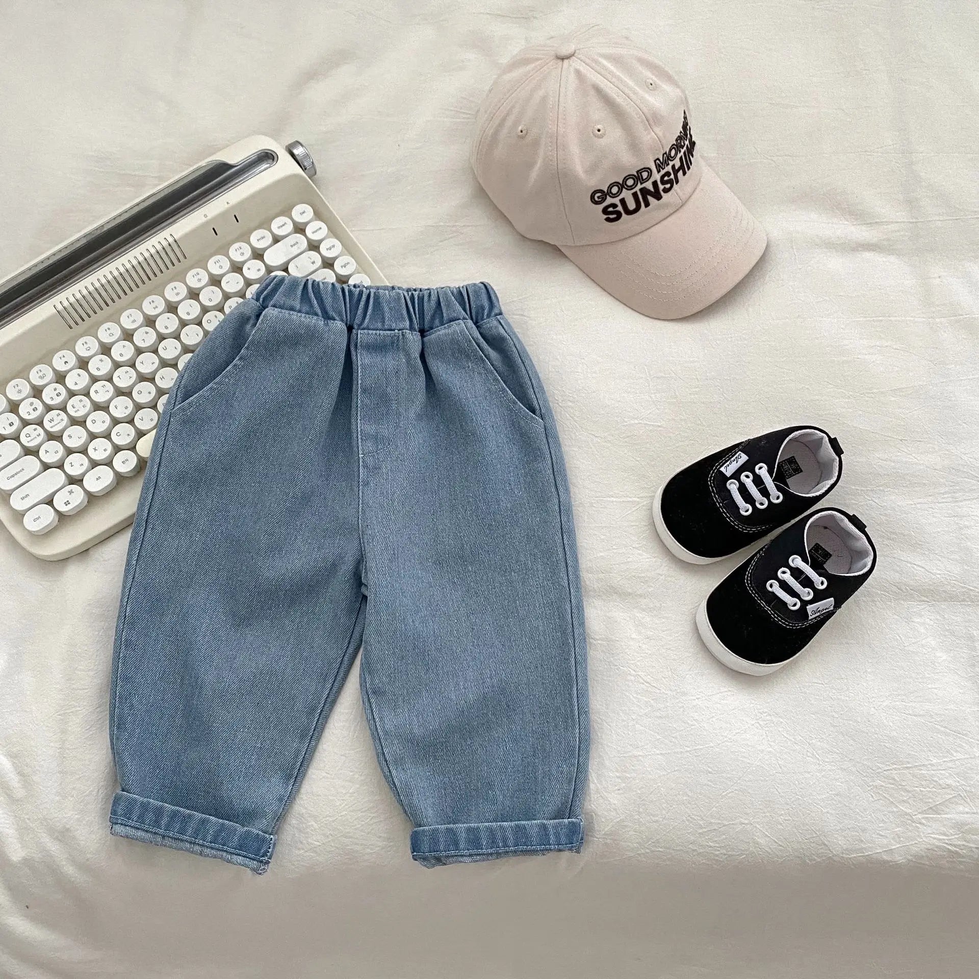 2024 Autumn New Baby Denim Trousers Loose Infant Boy Causal Pants Solid Kids Boys Jeans Toddler Clothes