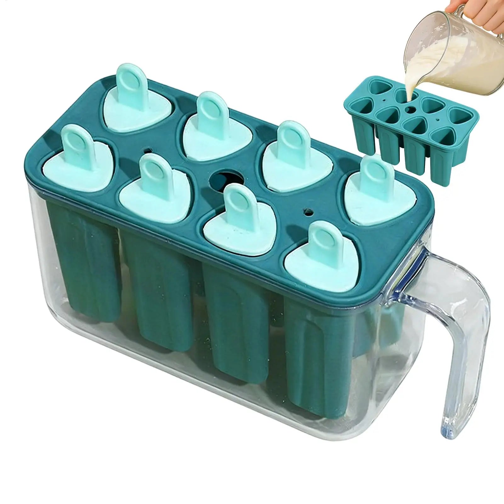 Ice Pop Molds 8 Grid Ice Pop Molds Silicone Ice Cream Mold DIY Homemade Reusable Easy Release Ice Pop Make Ice Lolly Mould