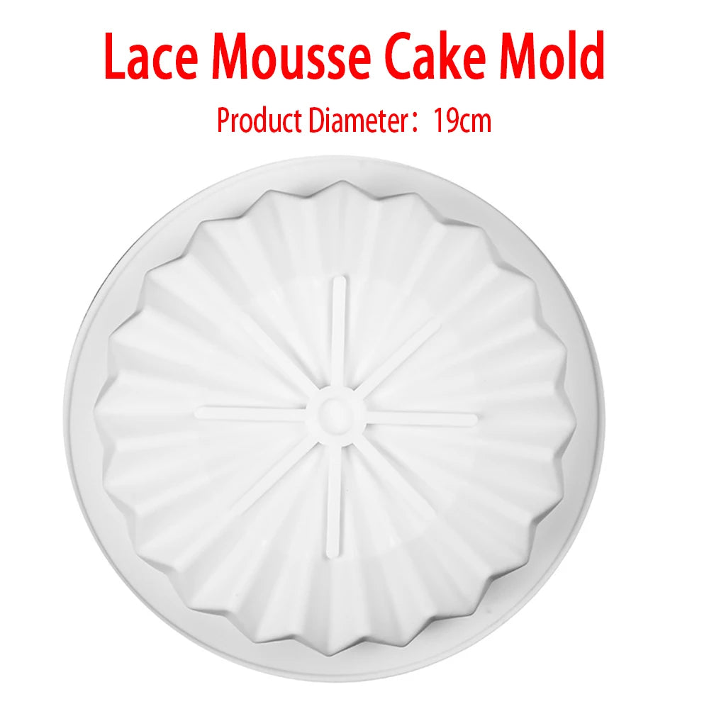 Silicone Cake Mold Lace Round Cake Pan Chocolate Biscuit Mold Reusable Handmade Candy Jelly Pudding Mold Kitchen Baking Tools
