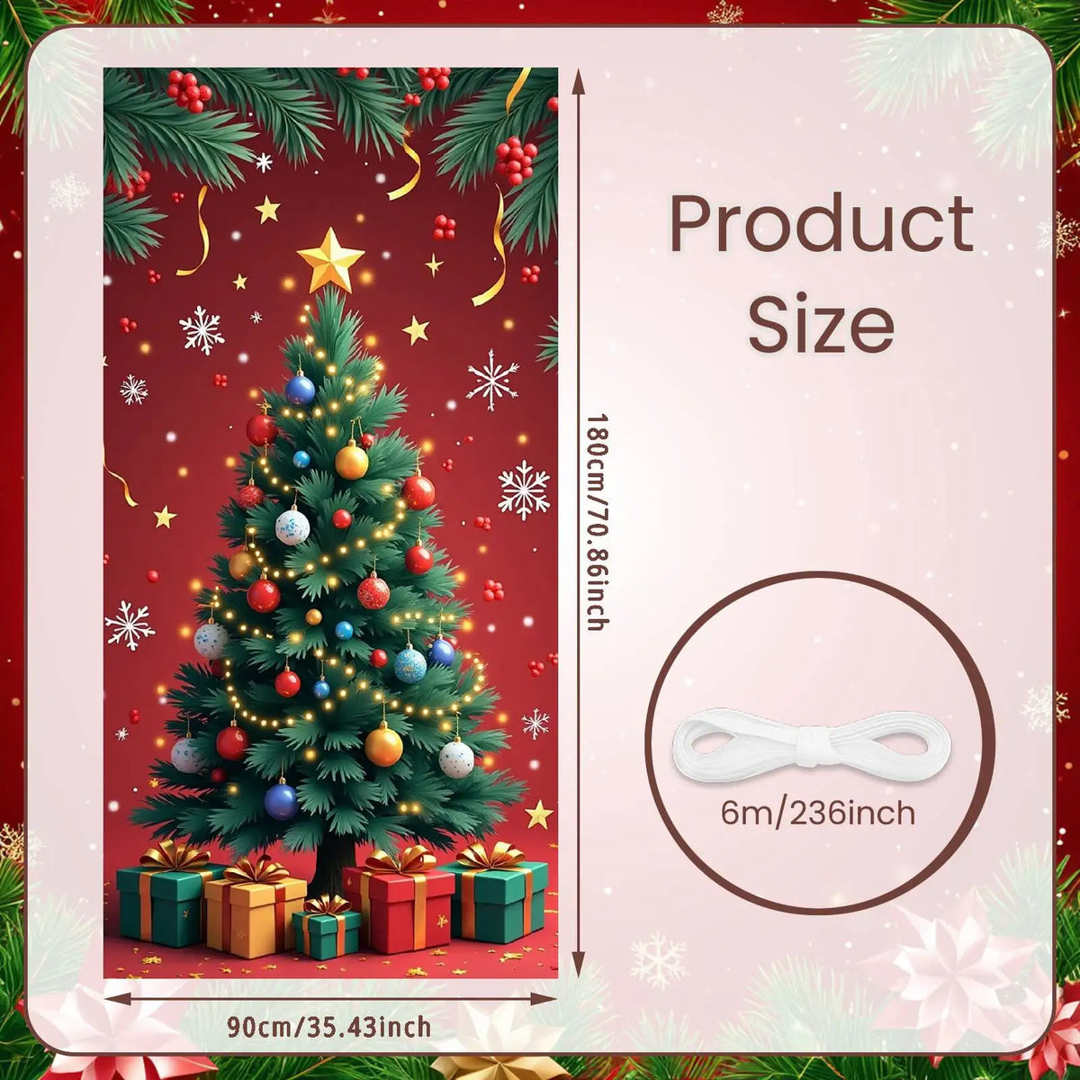 Christmas Door Cover Decorations Santa Claus Send Gift Background Banner for Indoor Outdoor Home Porch Holiday Decor Supplies