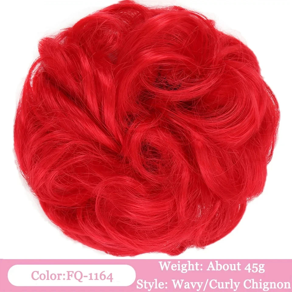 OLACA Synthetic Hair Bun Bands Blonde Black Messy Curly Chignon Donut Updo Scrunchies Fake Hair Pieces For Women Hair Extensions