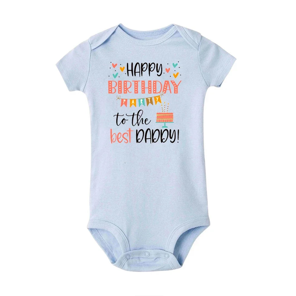 Baby Romper Happy Birthday To The Best Daddy Toddler Gender Neutral Daddy's Birthday Gifts Baby Summer Short Sleeve Bodysuit