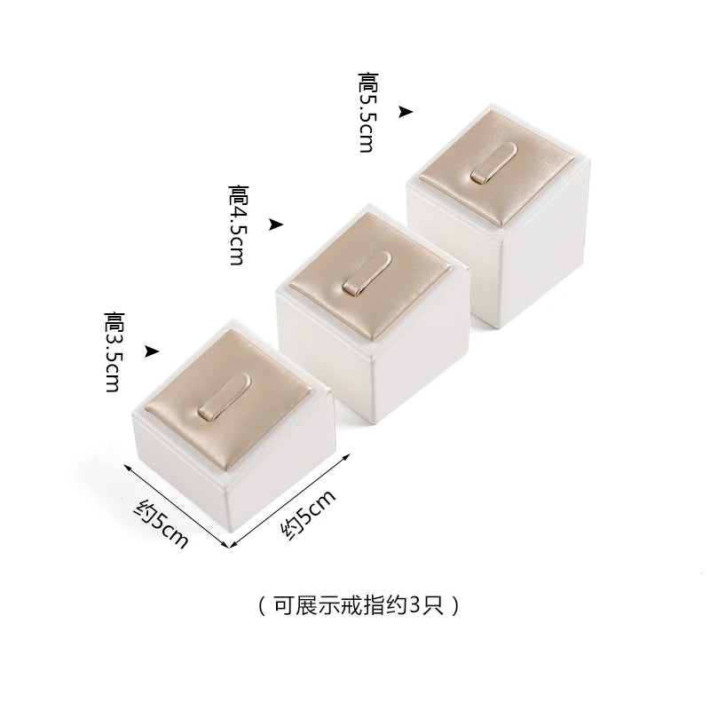 Champagne Leather Jewelry Set for Earrings Rings Display Stand Storage Organizer for Fashion Women Bracelets Necklaces Tray