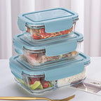 1/2/3 Grids Thickened Leak Proof Microwave Safe Food Crisper High Borosilicate Glass Bento Box With Lids Airtight Lunch Boxes