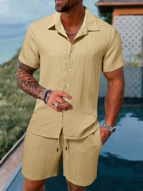 Summer New Mens（T-shirt +Shorts) 2-piece multi-colored sportswear men's T-shirt shorts set
