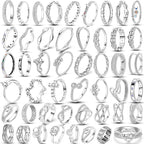 Original 925 Silver Sparkling Zircon Ring Stackable Classic Shine Stone Round Rings For Women Wedding Anniversary Jewelry Gift
