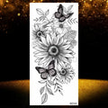 Realistic Black Rose Flower Temporary Tattoos Fake Waterproof Tatoo Body Art Arm Leg Floral Peony Bloosom Tattoo Stickers Makeup