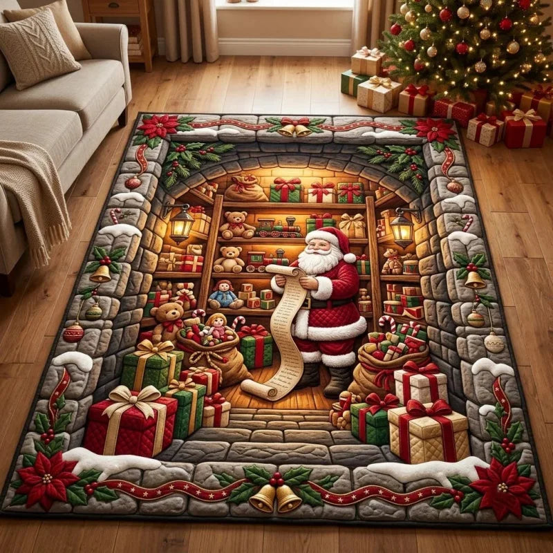 VIKAMA3D Santa Claus Rug Soft and Slip-resistant Living Room Sofa Mat Bedroom Game Room Rug Merry Christmas Home Decoration