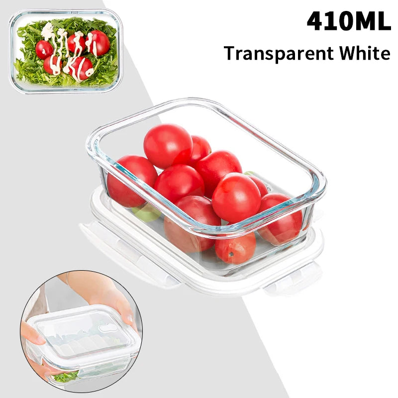 1/2/3 Grids Thickened Leak Proof Microwave Safe Food Crisper High Borosilicate Glass Bento Box With Lids Airtight Lunch Boxes