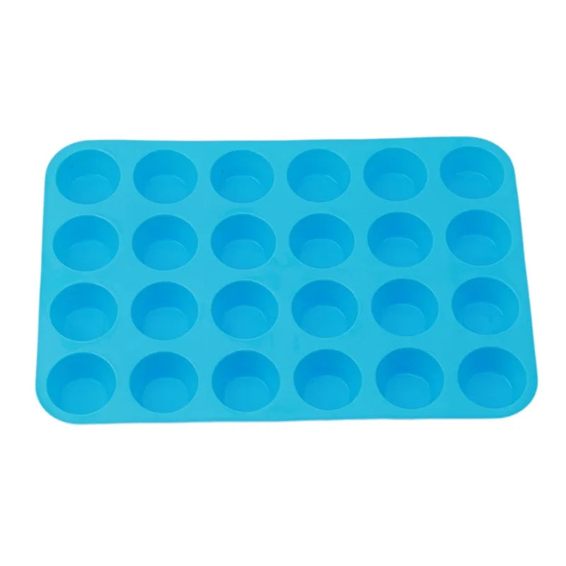 24-Hole Cake Mold Silicone Soap Cookies Cupcake Bakeware Pan Tray Mould Home Mini Muffin Cup 3D Non-stick Jelly&Candy Mold