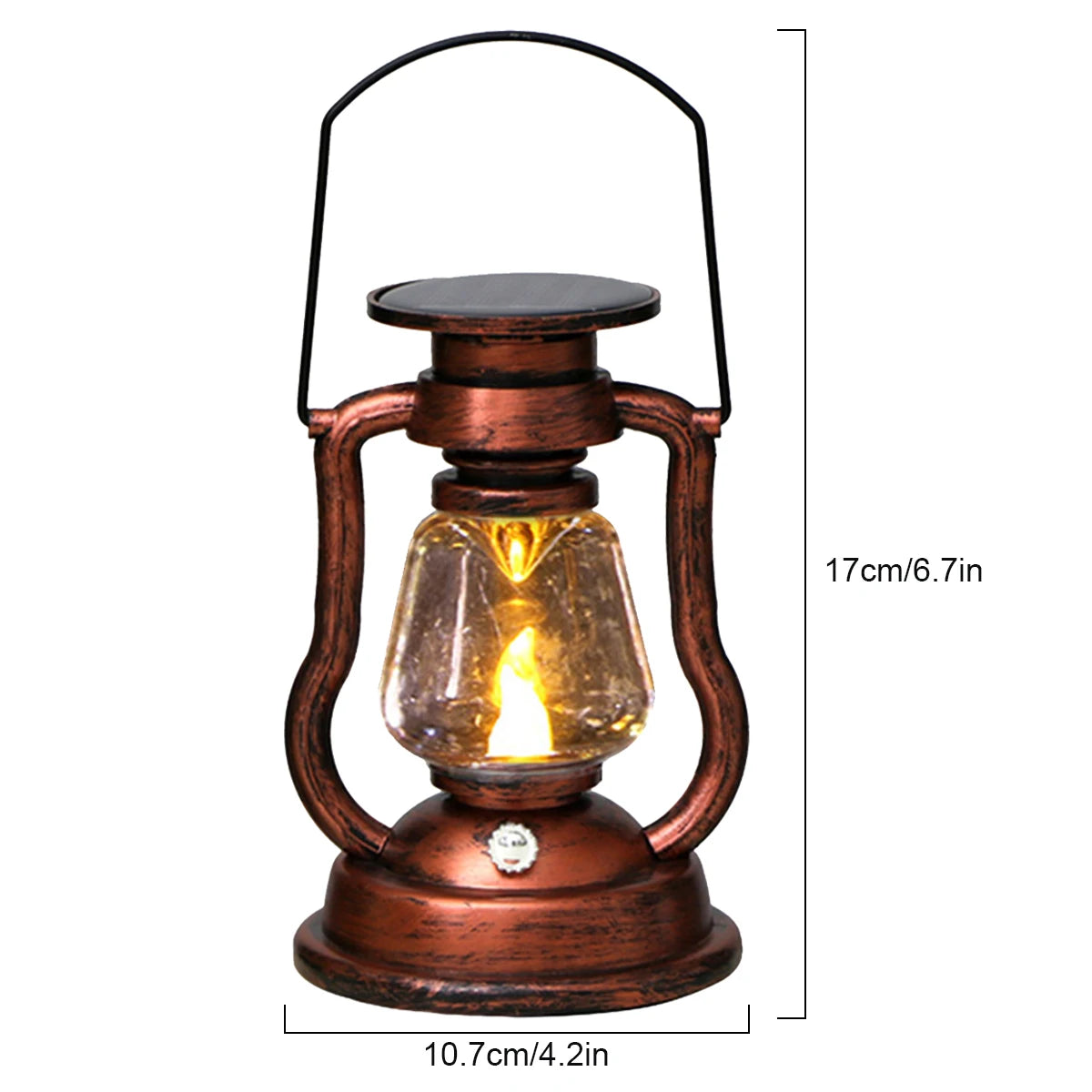 Vintage Lantern LED Decorative Solar Light Flickering Flame Hanging Lantern Retro Rustic Kerosene LED Oil Lamp Halloween Decor