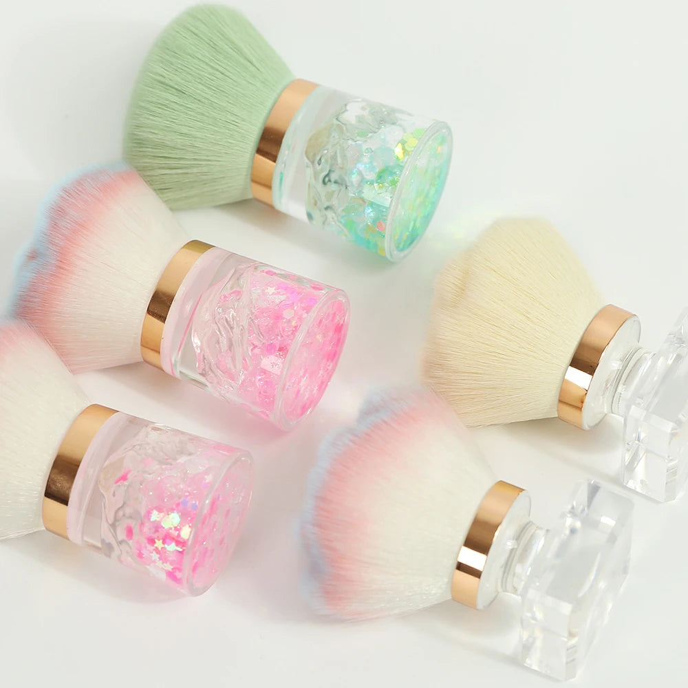 Nail Art Dust Brush for Nails Plastic Handle Powder Remove Soft Cleaning Nail Brush For Manicure Gel Nail Accessories Tool