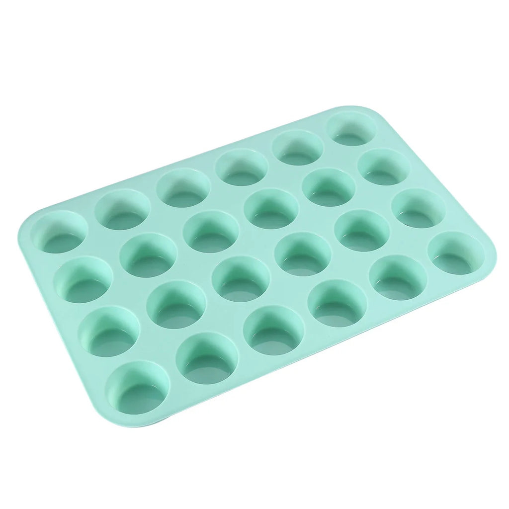24-Hole Cake Mold Silicone Soap Cookies Cupcake Bakeware Pan Tray Mould Home Mini Muffin Cup 3D Non-stick Jelly&Candy Mold