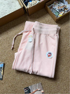 New Light Pink Drawstring Sweatpant Woman Spring Raw Hem Low Waist Straight Long Pants Casual All-match Cotton Sport Trousers