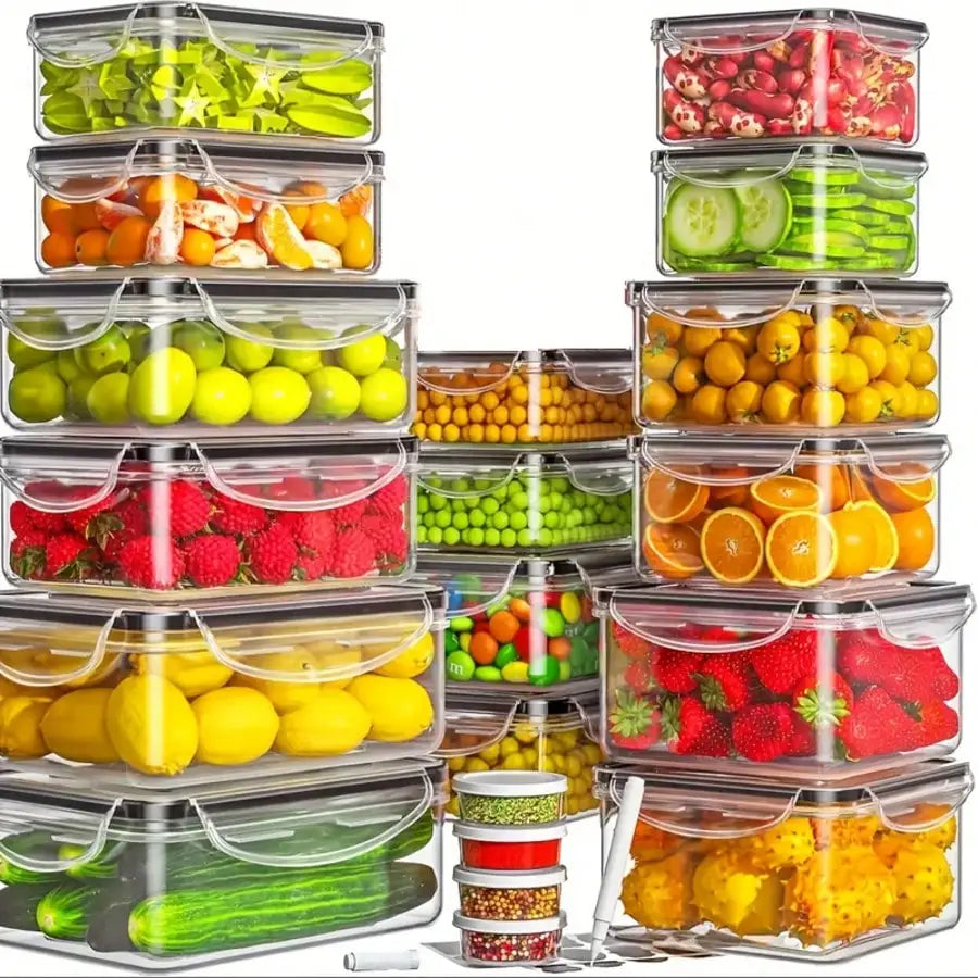 40 Pcs Food Storage Containers With Airtight Lids Modern Clear Plastic Meal Prep Lunch Boxes Leakproof Stackable Container Set For Meal Prep Leftovers Kitchen Pantry Refrigerator Organization Housewarming Gift