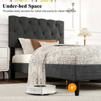 Twin Size Bed Frame with Button-Tufted Headboard & Wooden Slats Easy Assembly